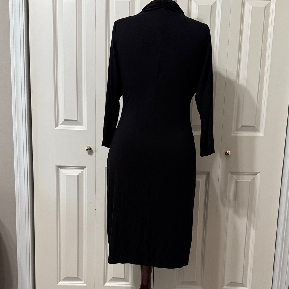 Karen Kane NWOT❤️Black Faux Wrap Ruched Dress made from soft jersey knit. - Picture 6 of 12